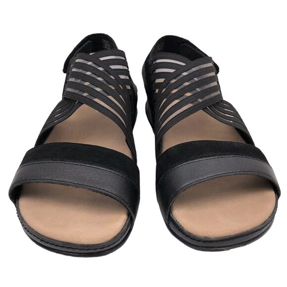 Romika Fidschi 64 Black Leather Mesh Sandals Slingback Strappy Sz 38 US 7 - 7.5 - Picture 2 of 8